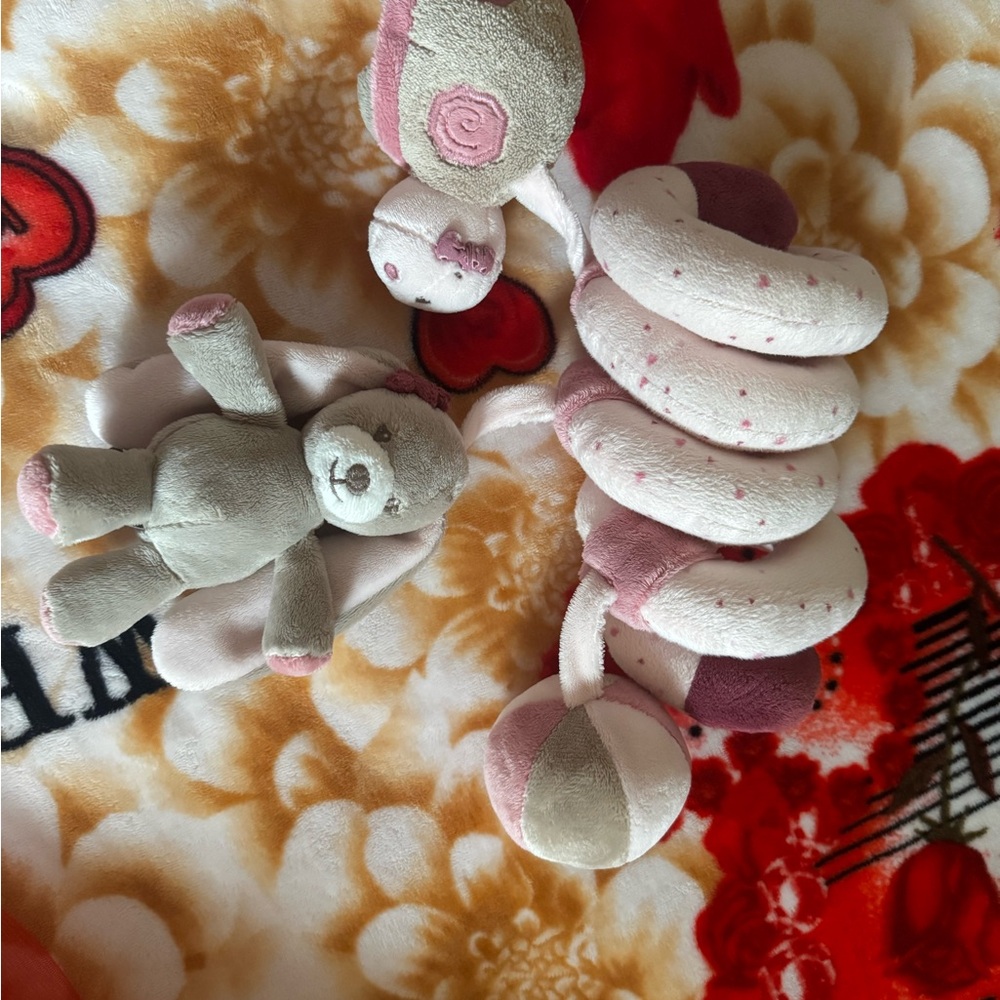 Plush Spiral Activity Toy for Babies - Pink and Gray